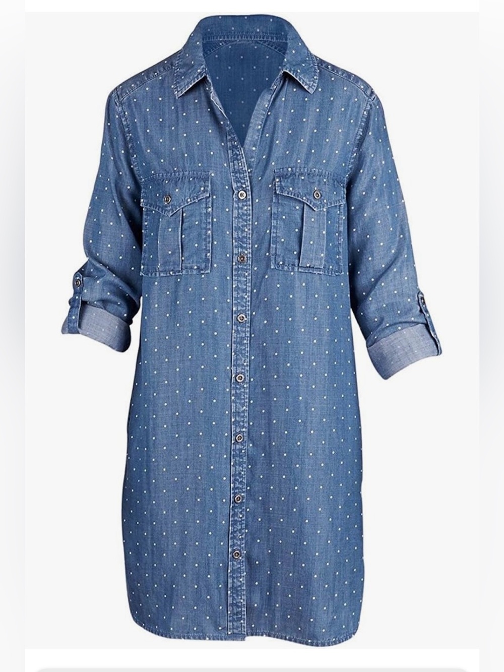 Philosophy Denim Blue Polka Dot Shirt Dress
